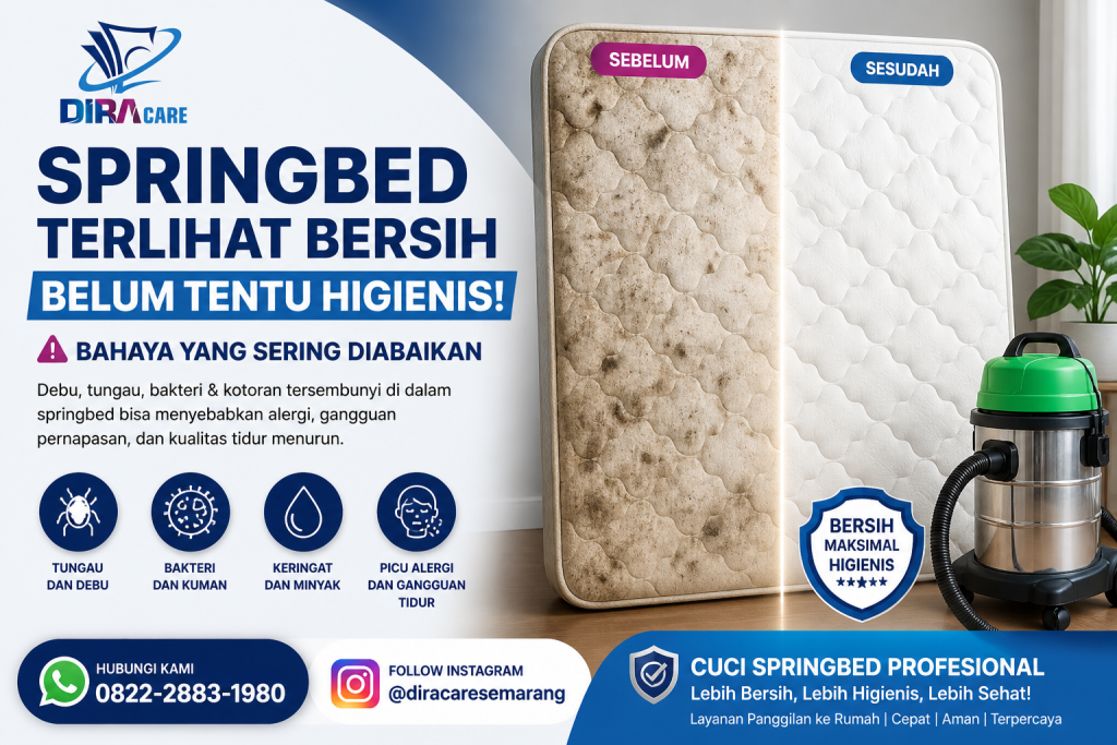 cuci springbed profesional diracare semarang before after springbed kotor menjadi bersih higienis