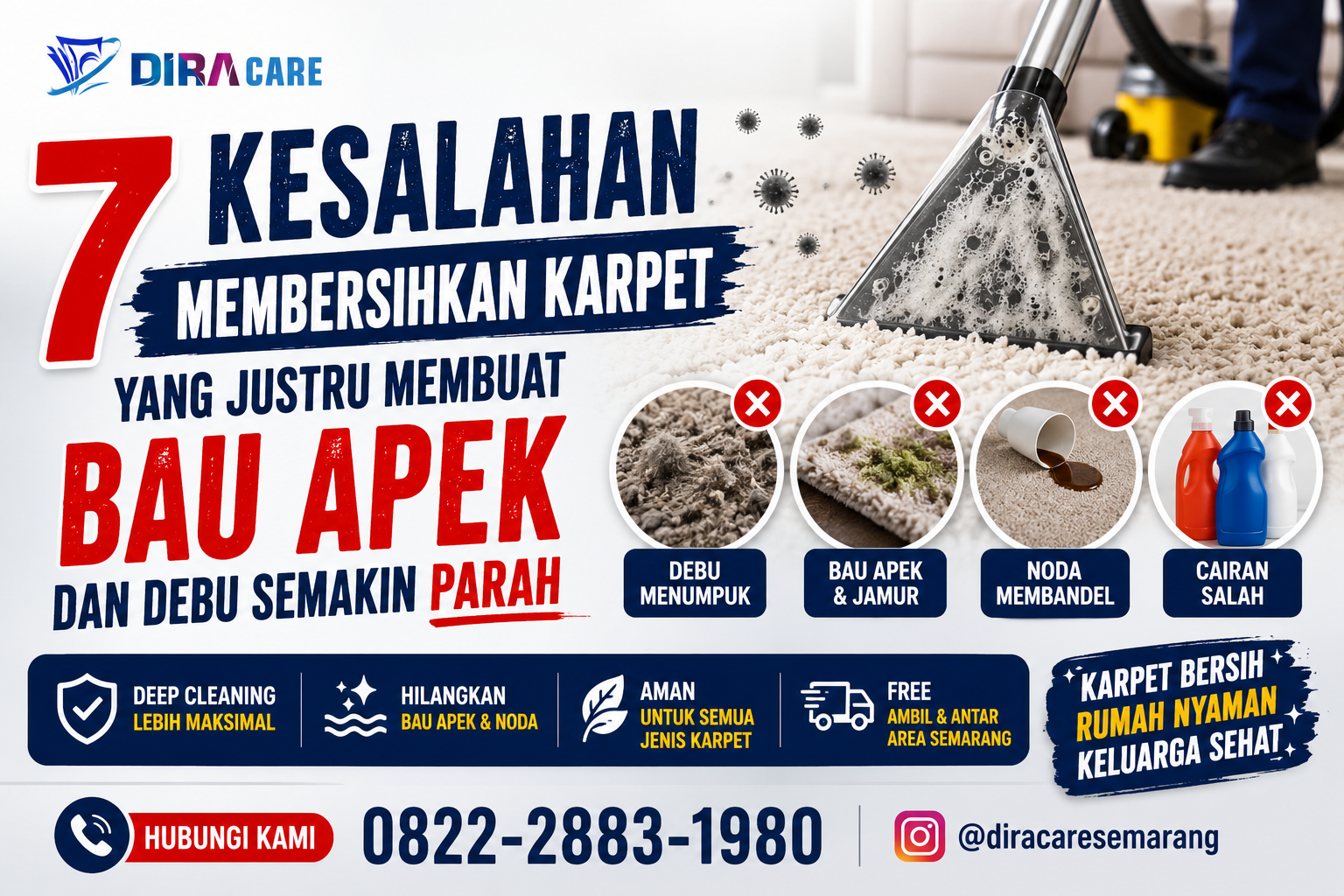 cara membersihkan karpet yang salah dapat menyebabkan bau apek debu menumpuk dan karpet menjadi kusam meski sudah dibersihkan