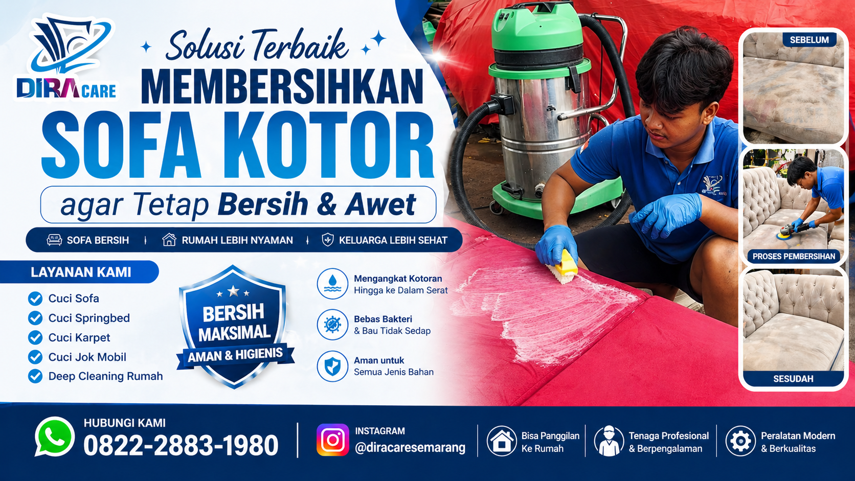 cuci sofa semarang diracare membersihkan sofa kotor dengan deep cleaning hasil bersih dan higienis