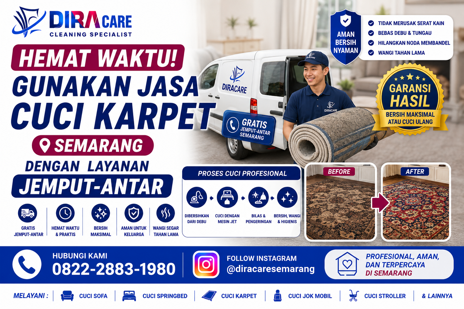 Jasa Cuci Karpet Semarang dengan Gratis Jemput Antar
