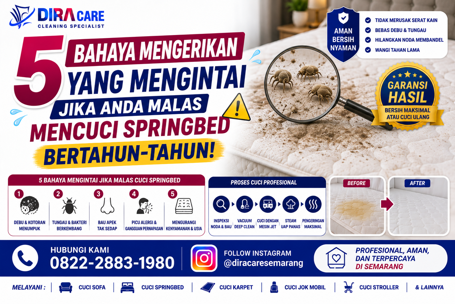 Bahaya Springbed Kotor dan Pentingnya Jasa Cuci Springbed Semarang