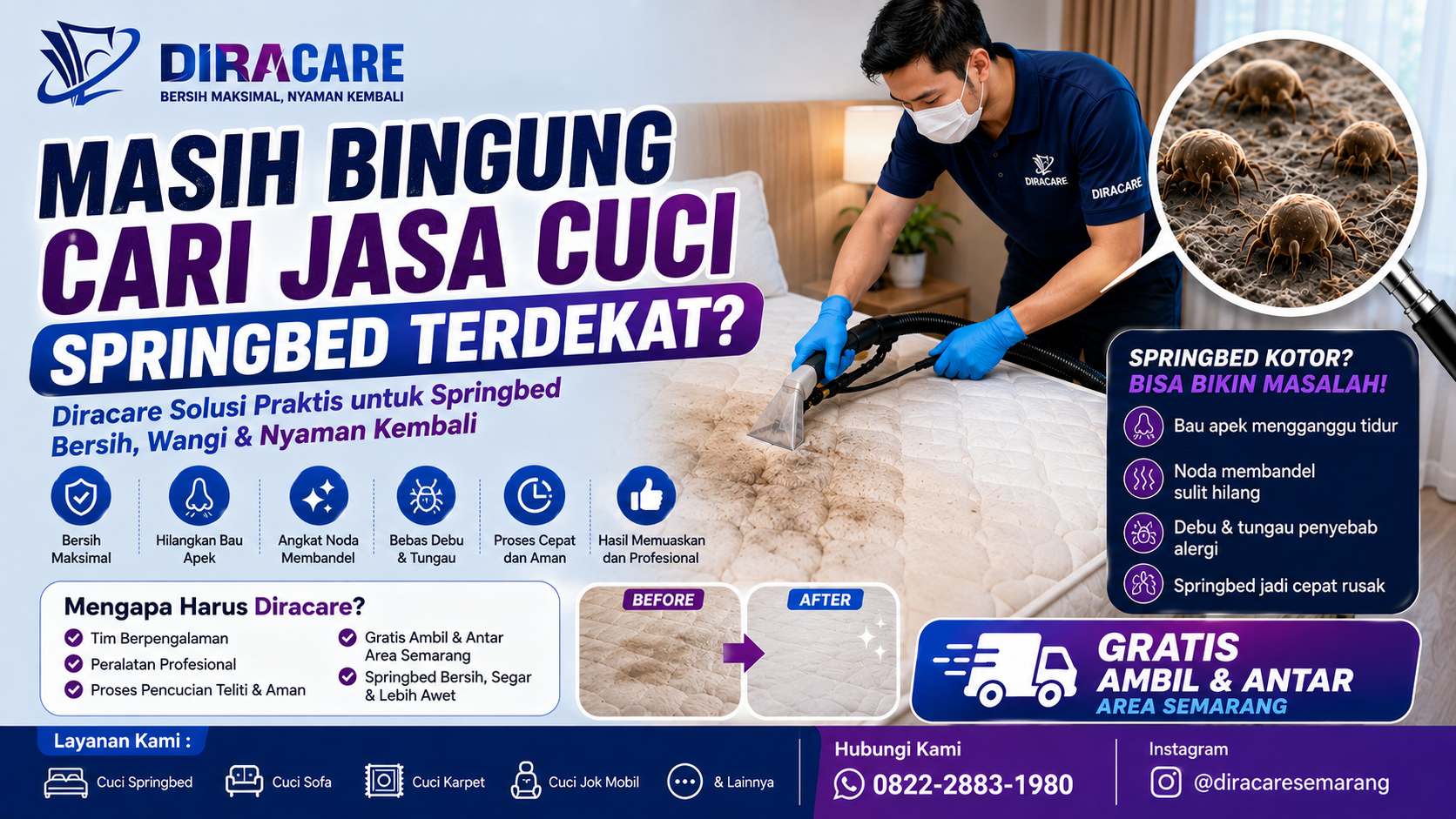 Jasa Cuci Springbed Terdekat Profesional di Semarang