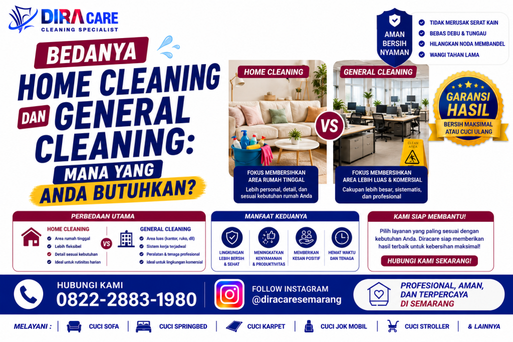 Perbedaan Home Cleaning dan General Cleaning Profesional