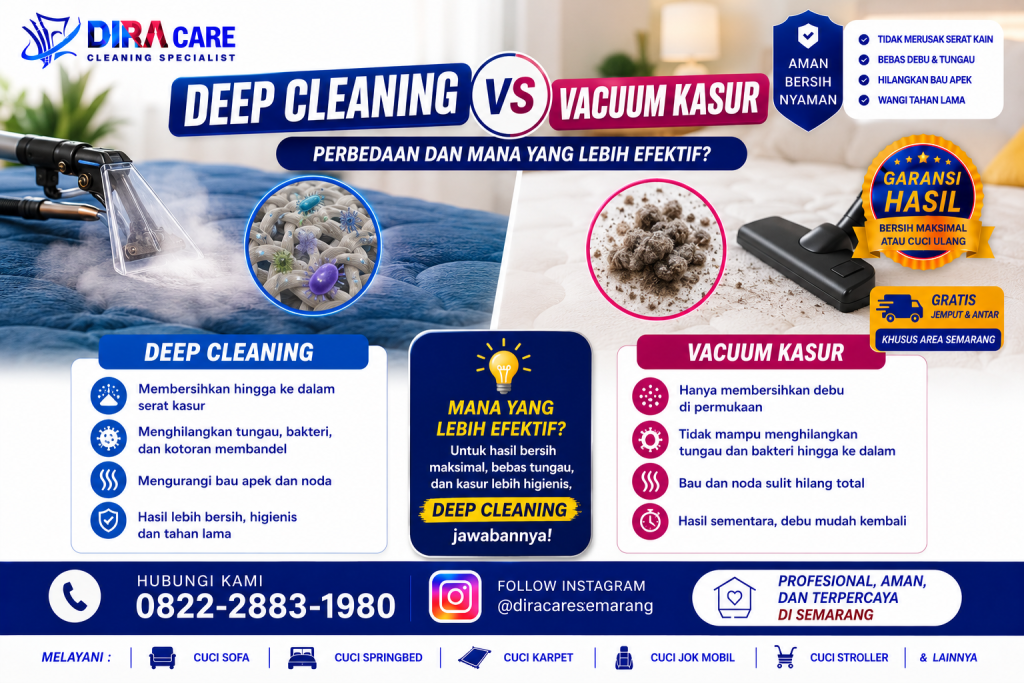 Deep Cleaning vs Vacuum Kasur untuk membersihkan kasur