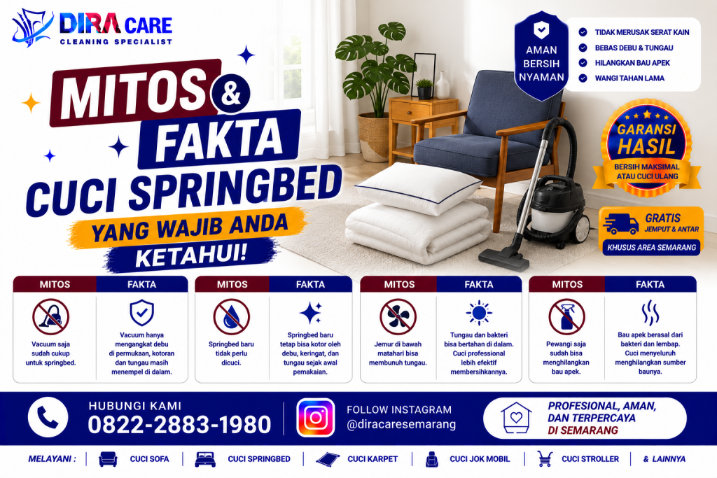 Mitos fakta cuci springbed tentang cara membersihkan springbed