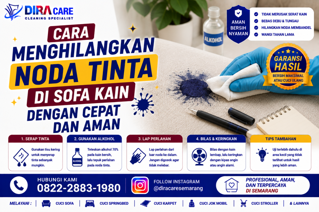 Cara menghilangkan noda tinta pada sofa kain